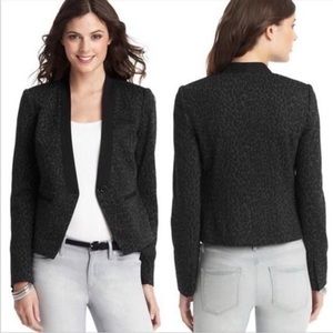 Ann Taylor Loft Black Leopard Tuxedo Jacket sz 12